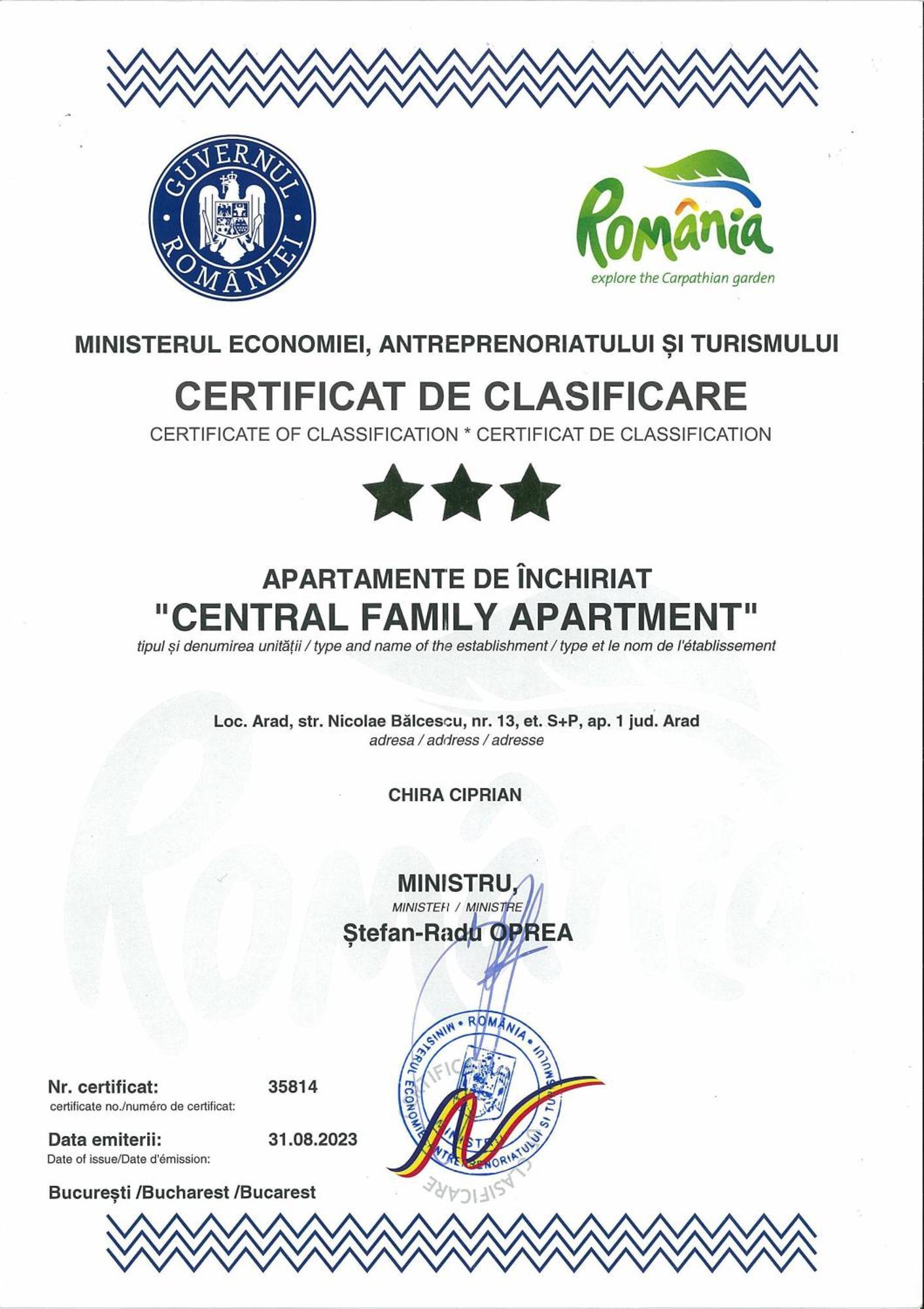 Central Family Apartment Arad Exterior foto